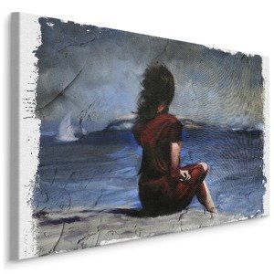 MyBestHome BOX Plátno Žena Na Pláži Varianta: 100x70