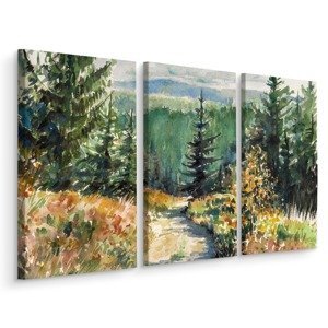 Vícedílné plátno Lesní Krajina Malovaná Vodovými Barvami Varianta: 80x120