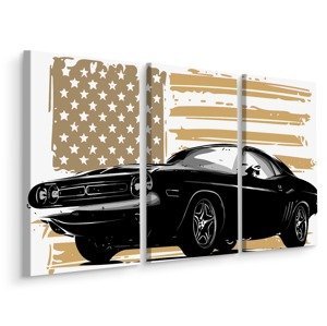 MyBestHome BOX Vícedílné plátno Auto S Pozadím Vlajky Usa Varianta: 120x180