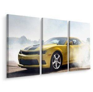 MyBestHome BOX Vícedílné plátno 3D Driftující Žluté Auto Varianta: 80x120