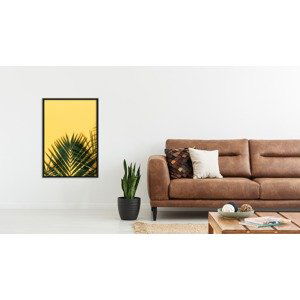 MyBestHome BOX Obraz v rámu Palmové Listy Na Žlutém Podkladu různé rozměry hliníkový rám černá Varianta: 70x100