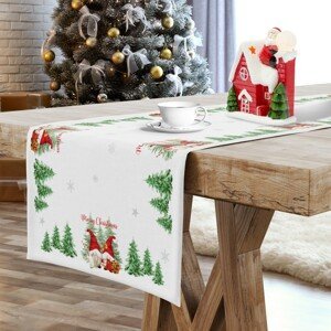 Vánoční ubrus - běhoun na stůl GNOM bílá C 40x180 cm Mybesthome