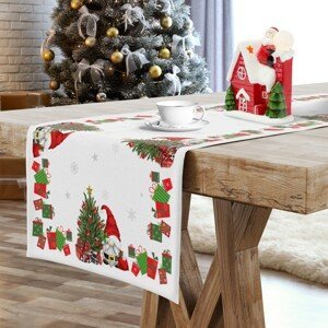 Vánoční ubrus - běhoun na stůl GNOM bílá B 40x140 cm Mybesthome