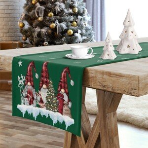 Vánoční ubrus - běhoun na stůl GNOM zelená 40x140 cm Mybesthome
