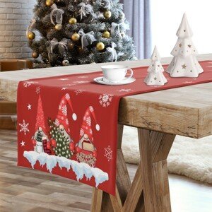 Vánoční ubrus - běhoun na stůl GNOM červená 40x140 cm Mybesthome
