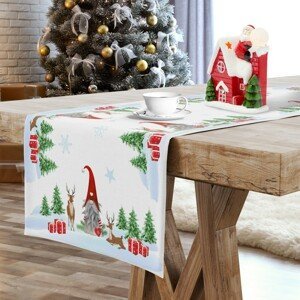 Vánoční ubrus - běhoun na stůl GNOM bílá D 40x140 cm Mybesthome