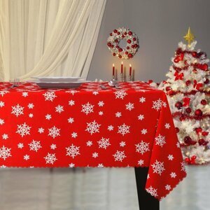 Vánoční ubrus na stůl HAPPY XMAS červená různé rozměry Mybesthome Rozměr: 140x240 cm