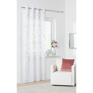 Dekorační vzorovaná záclona s kroužky WUSTE bílá/stříbrná 140x260 cm (cena za 1 kus) MyBestHome