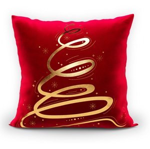 Vánoční polštář CHRISTMAS TREE červená/zlatá 40x40 cm MyBestHome Varianta: Povlak na polštář s antialergickou prošívanou výplní, 40x40 cm kod barvy: