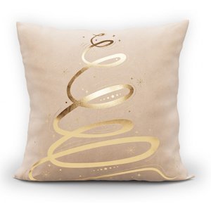 Vánoční polštář CHRISTMAS TREE krémová/zlatá 40x40 cm MyBestHome Varianta: Povlak na polštář s výplní, 40x40 cm kod barvy: 057