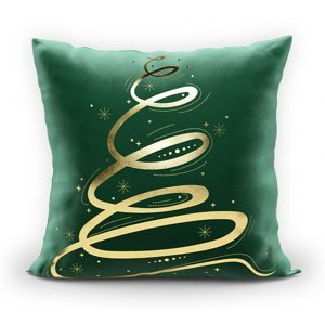 Vánoční polštář CHRISTMAS TREE smaragdová/zlatá 40x40 cm MyBestHome Varianta: Povlak na polštář s antialergickou prošívanou výplní, 40x40 cm kod barv