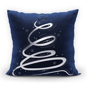 Vánoční polštář CHRISTMAS TREE tmavě modrá/stříbrná 40x40 cm MyBestHome Varianta: Povlak na polštář s výplní, 40x40 cm kod barvy: 110