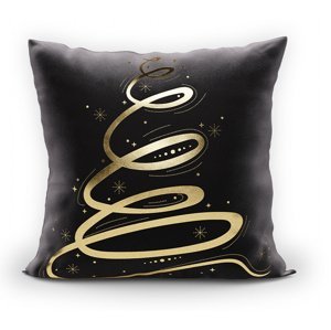 Vánoční polštář CHRISTMAS TREE černá/zlatá 40x40 cm MyBestHome Varianta: Povlak na polštář s výplní, 40x40 cm