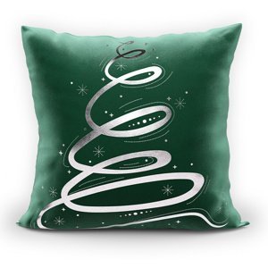Vánoční polštář CHRISTMAS TREE smaragdová/stříbrná 40x40 cm MyBestHome Varianta: Povlak na polštář, 40x40 cm kod barvy: 193