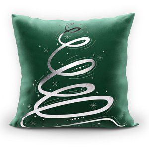 Vánoční polštář CHRISTMAS TREE smaragdová/stříbrná 40x40 cm MyBestHome Varianta: Povlak na polštář s výplní, 40x40 cm kod barvy: 193