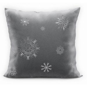 Vánoční polštář SNOWFLAKE tmavě šedá/stříbrná 40x40 cm Mybesthome Varianta: Povlak na polštář s antialergickou prošívanou výplní, 40x40 cm kod barvy: