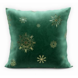 Vánoční polštář SNOWFLAKE smaragdová/zlatá 40x40 cm Mybesthome Varianta: Povlak na polštář, 40x40 cm
