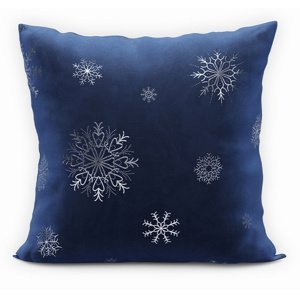 Vánoční polštář SNOWFLAKE tmavě modrá/stříbrná 40x40 cm Mybesthome Varianta: Povlak na polštář s výplní, 40x40 cm kod barvy: 110
