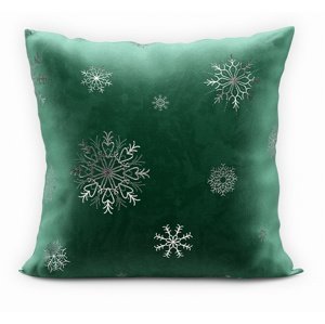 Vánoční polštář SNOWFLAKE smaragdová/stříbrná 40x40 cm Mybesthome Varianta: Povlak na polštář, 40x40 cm kod barvy: 193