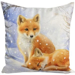 Polštář CHRISTMAS FOXES 40x40 cm Mybesthome Varianta: Povlak na polštář s antialergickou prošívanou výplní, 40x40 cm Povlak na polštář s originálním