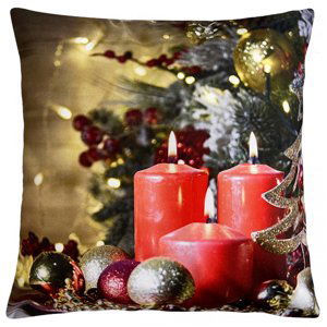 Vánoční polštář CHRISTMAS CANDLES III. 40x40 cm Mybesthome Varianta: Povlak na polštář, 40x40 cm Povlak na polštář s originálním zimním motivem