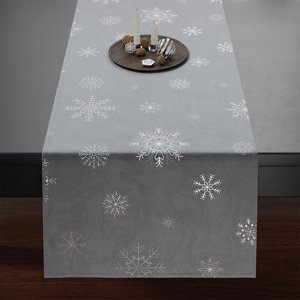 Vánoční ubrus - běhoun na stůl SNOWFLAKE světle šedá 40x140 cm Mybesthome