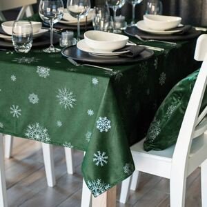 Vánoční ubrus na stůl SNOWFLAKE smaragdová/stříbrná 110x160 cm Mybesthome