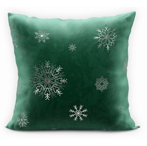 Vánoční polštář SNOWFLAKE smaragdová/stříbrná 45x45 cm MyBestHome Varianta: Povlak na polštář, 45x45 cm kod barvy: 193