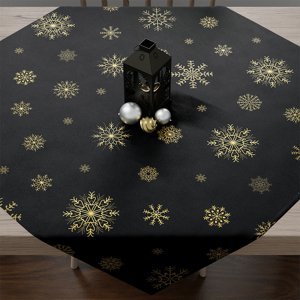 Vánoční ubrus na stůl SNOWFLAKE černá/zlatá 85x85 cm Mybesthome