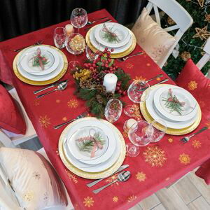 Vánoční ubrus na stůl SNOWFLAKE červená/zlatá 110x160 cm Mybesthome