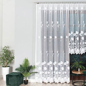 Dekorační vzorovaná záclona KARINA LONG bílá 300x250 cm (cena za 1 kus dlouhé záclony) MyBestHome