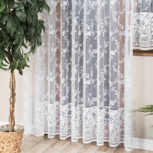 Dekorační vzorovaná záclona NATASZA LONG bílá 300x250 cm (cena za 1 kus dlouhé záclony) MyBestHome