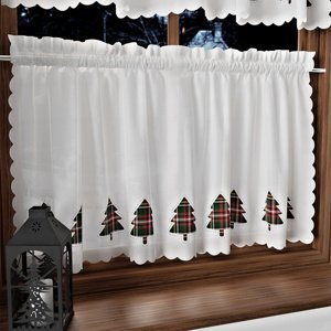 Dekorační vánoční vitrážová záclona do kuchyně CHOINKA 100x40 cm MyBestHome