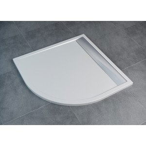 Vanička sprchová SanSwiss ILA 900×900×30 mm R550, bílá/bílý kryt sifonu litý mramor