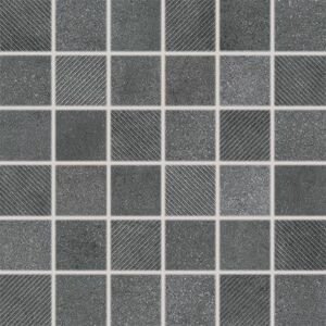 Mozaika Rako Form 5×5 cm (set 30×30 cm) tmavě šedá DDR05697