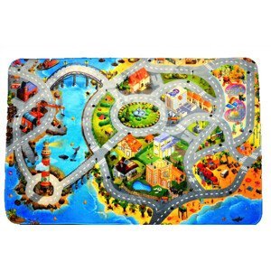 Protiskluzový kusový koberec Ultra Soft Město s pláží - 75x112 cm Vopi koberce