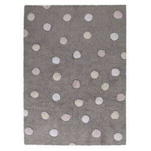Přírodní koberec, ručně tkaný Tricolor Polka Dots Grey-Pink - 120x160 cm Lorena Canals koberce