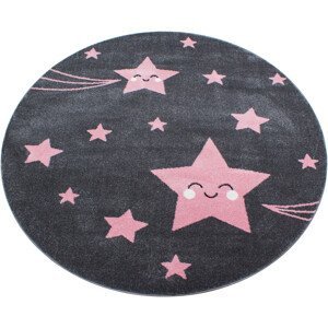 Dětský kusový koberec Kids 610 pink kruh - 160x160 (průměr) kruh cm Ayyildiz koberce