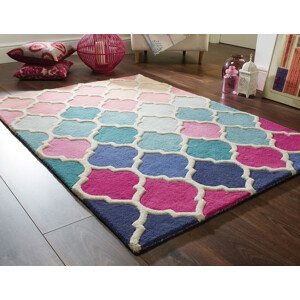Ručně všívaný kusový koberec Illusion Rosella Pink/Blue - 60x230 cm Flair Rugs koberce