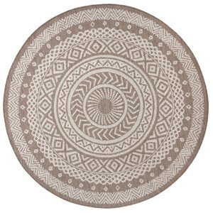 Kusový koberec Mujkoberec Original Flatweave 104854 Light-brown/Cream kruh – na ven i na doma - 160x160 (průměr) kruh cm Mujkoberec Original