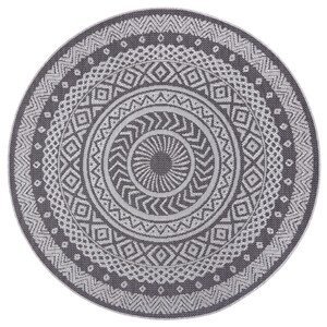 Kusový koberec Mujkoberec Original Flatweave 104857 Grey/Silver kruh – na ven i na doma - 160x160 (průměr) kruh cm Mujkoberec Original