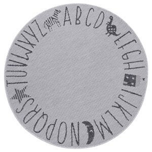 Dětský kusový koberec Mujkoberec Original Flatweave 104887 Silver/Grey kruh – na ven i na doma - 120x120 (průměr) kruh cm Mujkoberec Original