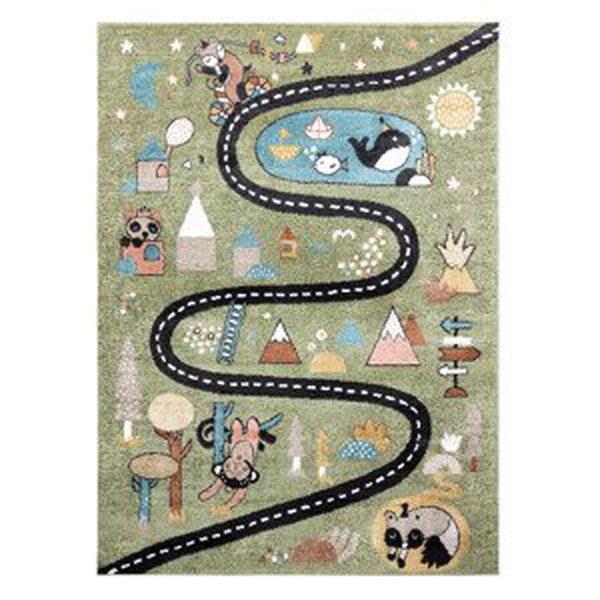Dětský kusový koberec Fun Route Street animals green - 80x150 cm Dywany Łuszczów