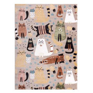 Dětský kusový koberec Fun Kittens Cats beige - 80x150 cm Dywany Łuszczów