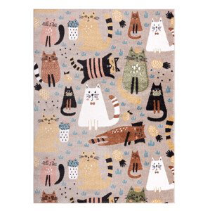 Dětský kusový koberec Fun Kittens Cats beige - 140x190 cm Dywany Łuszczów
