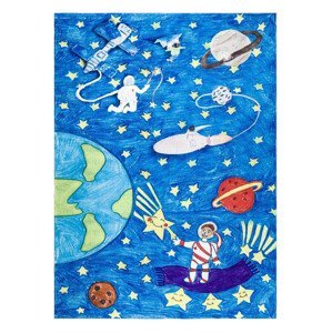 Dětský kusový koberec Bambino 2265 Rocket Space blue - 80x150 cm Dywany Łuszczów