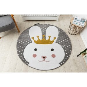 Dětský kusový koberec Petit Bunny grey kulatý - 160x160 (průměr) kruh cm Dywany Łuszczów