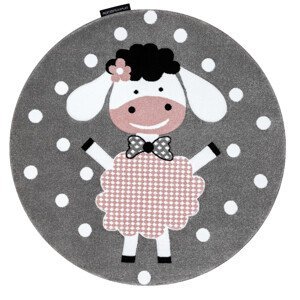 Dětský kusový koberec Petit Dolly sheep grey kruh - 160x160 (průměr) kruh cm Dywany Łuszczów