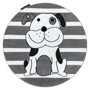 Dětský kusový koberec Petit Puppy grey kruh - 120x120 (průměr) kruh cm Dywany Łuszczów