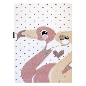 Dětský kusový koberec Petit Flamingos hearts cream - 160x220 cm Dywany Łuszczów